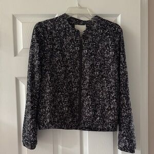 Mercer & Madison Textured Black and White Bomber Jacket